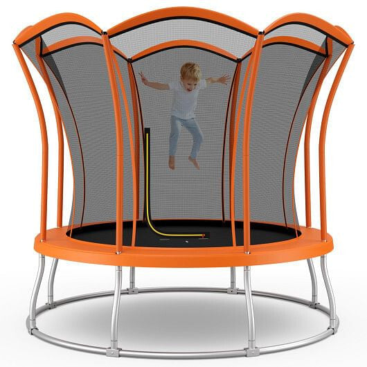 10 Feet Unique Flower Shape Trampoline with Galvanized Steel Frame-Orange