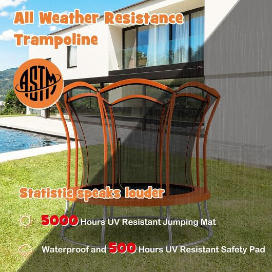 10 Feet Unique Flower Shape Trampoline with Galvanized Steel Frame-Orange