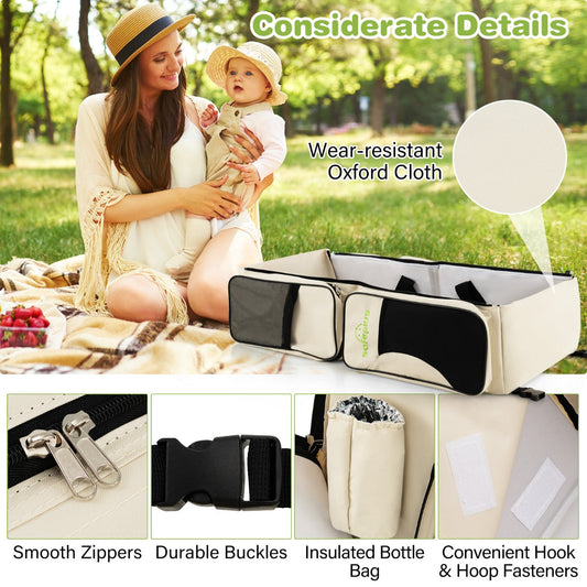 NNECW 3 in 1 Baby Bassinet Diaper Bag with Fitted Sheet